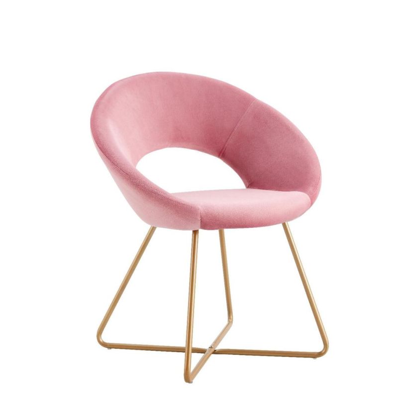 2021 New Nordic Pink Velvet Armchair Dining Chair
