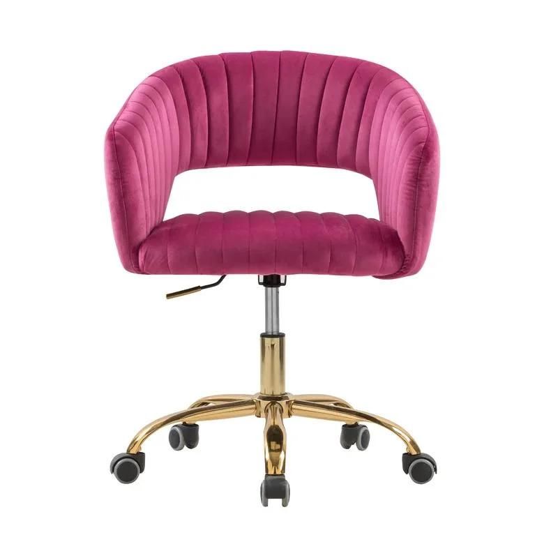 Best Selling Design Tufted Gold Econometric Executive Accent Visitor Pink Swivel Velvet Office Chair