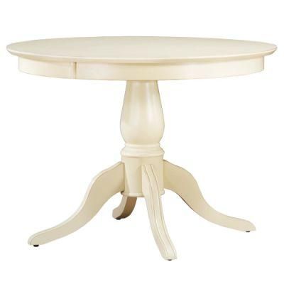 Kvj-Rr27 White Antique Coastal Round Solid Wood Dining Table