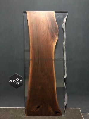 Raw Edge Custom Size Solid Wood Resin Table for Conference