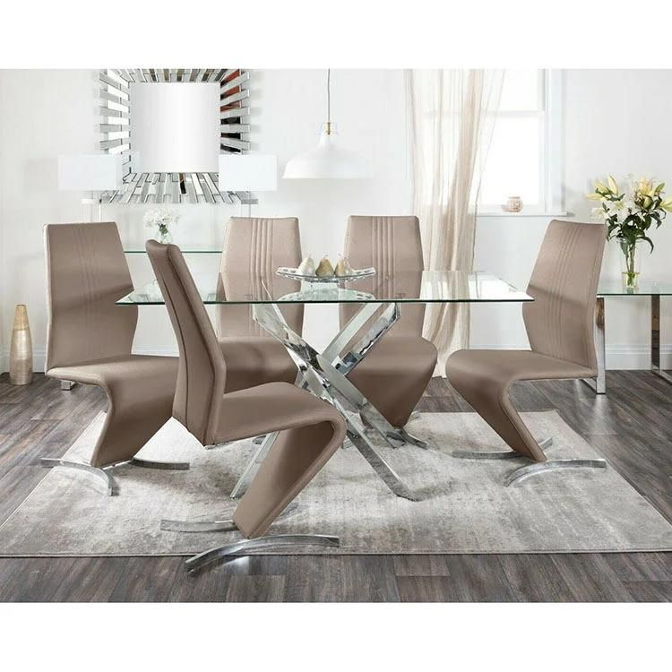 4 Seater China Home Furniture Dining Furniture Manufacturer Glass Modern Dining Table