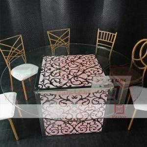 Wholesale Glass Top Round Stainless Steel Decorative Metal Dining Table