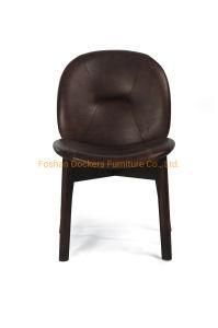 Wooden Frame Simple Design Full Leather Dining Chair