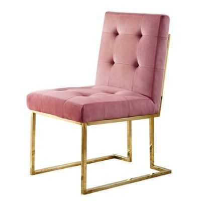 Free Sample High Quality Dining Room Fabric Dining Chair with Metal Legs