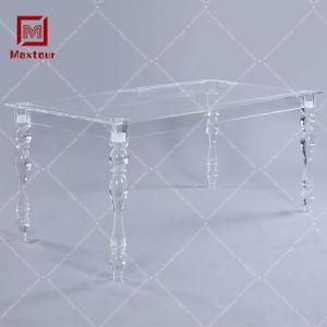 Custom Clear Ghost Wedding Furniture Bride and Groom Acrylic Dining Table for Event