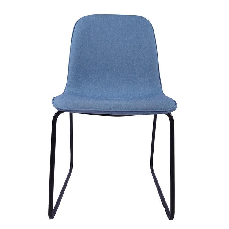 Luxury Comfortable Home Furniture Restaurant Upholstered Fabric Soft Seat Dining Chair with Metal Legs