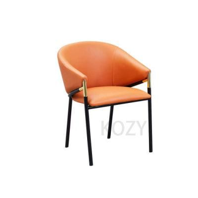 Light Luxury Colorful Velvet Dining Chair with Golden Legs Used in Banquet Hotel Coffee Shop