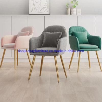 Okay Nordic Style Design Modern Room Furniture Velvet Metal Leg Dining Chair