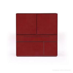 Chinese Modern Home Furniture High Red Finish Cabinet for Dining Room