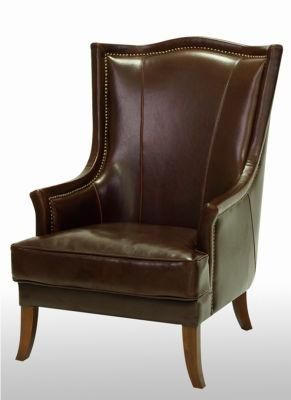 High Back Dining Furniture Leather Armchair Wing Chair
