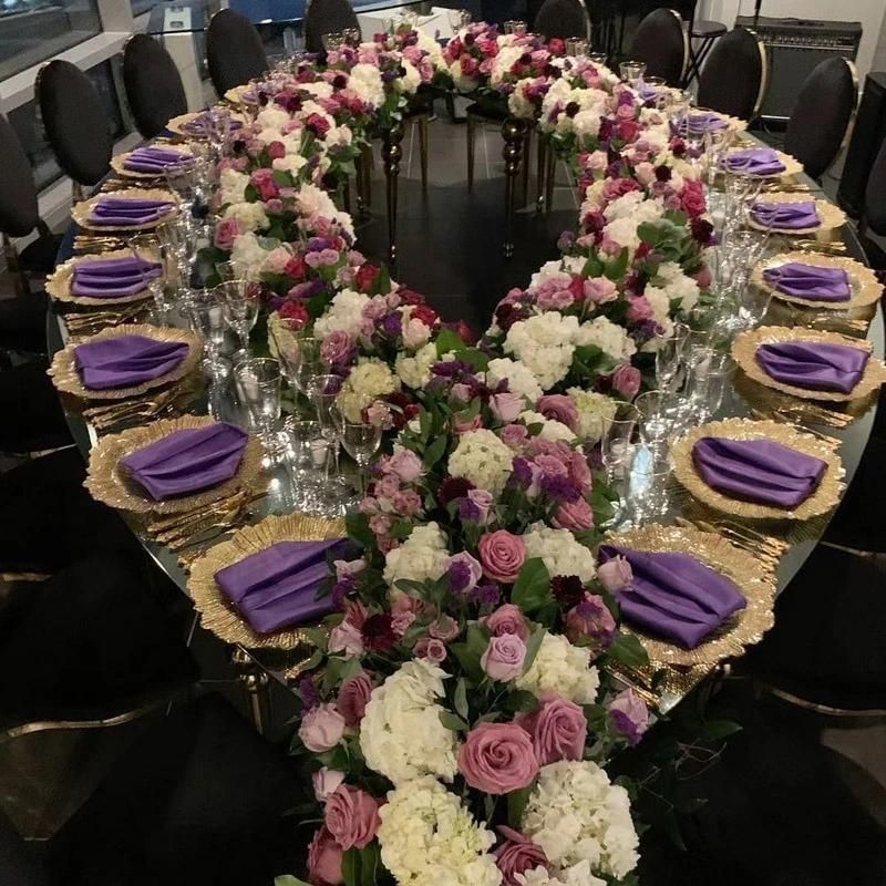 Wedding Gold Mirror Glass Stainless Steel Dining Rose Gold Table Wedding Rent Dining Table, Mirrored Dining Table