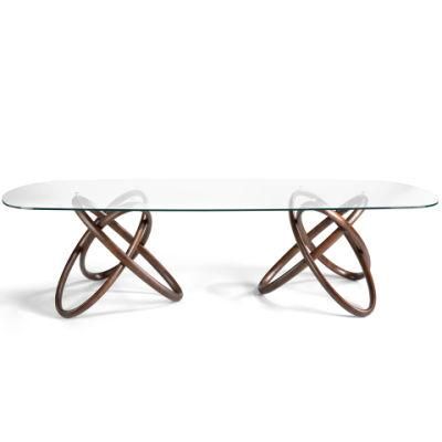 Modern Home Furniture Dining Room Table Sets Wooden Tempering Glass Dining Table