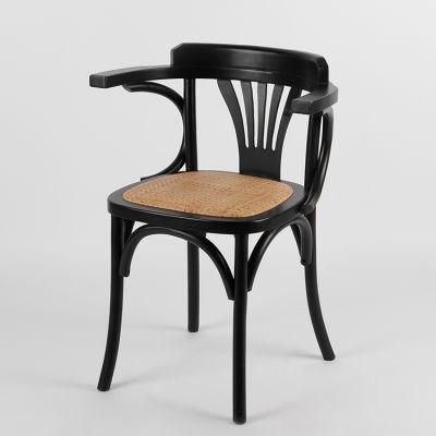 Kvj-7023 Saudi Arabia Style Oak Wood Windsor Dining Chair with Rattan Seat