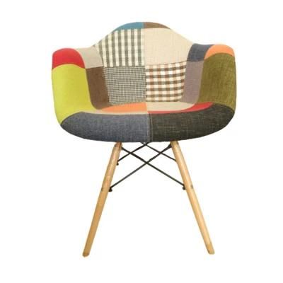 Factory Direct Colorful Spliced Dining Chair PP Fabric Chair with Beech Wood Legs