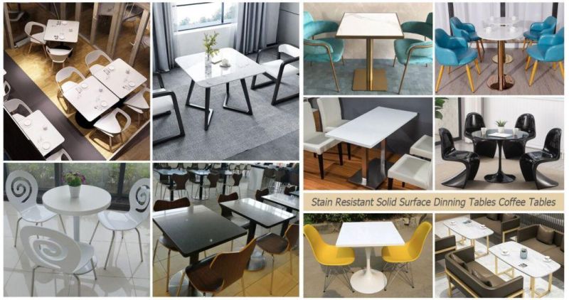 White 2 Seaters Square Solid Surface Restaurant Dining Tables