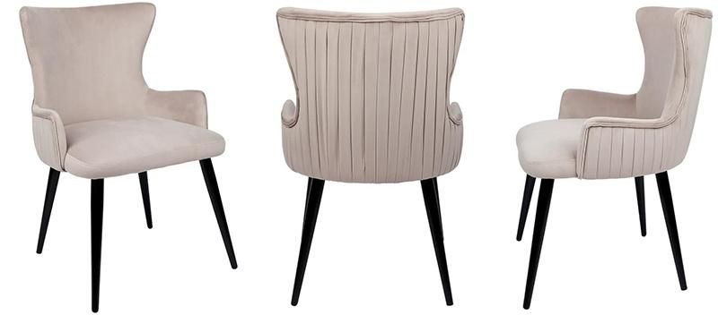 Leisure Velvet Dining Chairs with Black Chrome Legs for Home