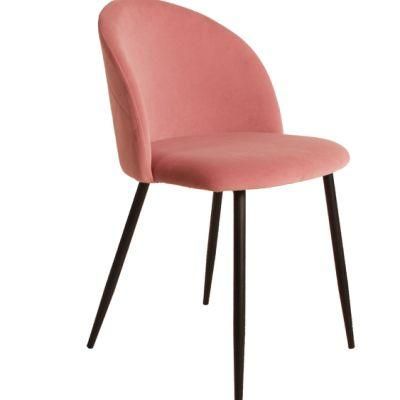 French Restaurant Room Luxury Modern Designer Upholstered Velvet Upholstery Metal Leg Tufted Pink Dining Chairs