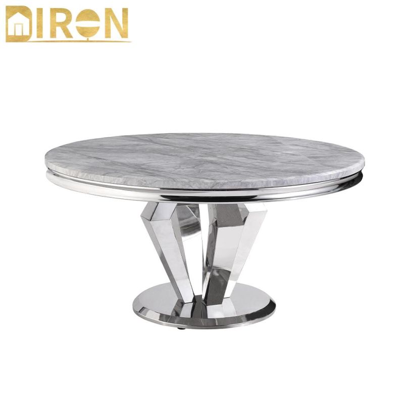 Home Hotel Dining Room Furniture Marble Dining Table with Stainless Steel Frame