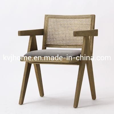 Kvj-6542b Antique Finish Aak Wood Pierre Jeanneret Chair Pj Dining Chair