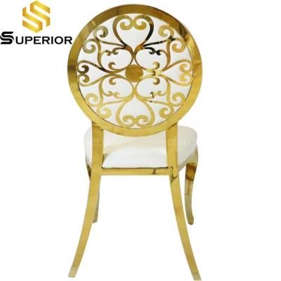 Modern Wedding Gold Metal Frame Dining Chairs with Back Decoration