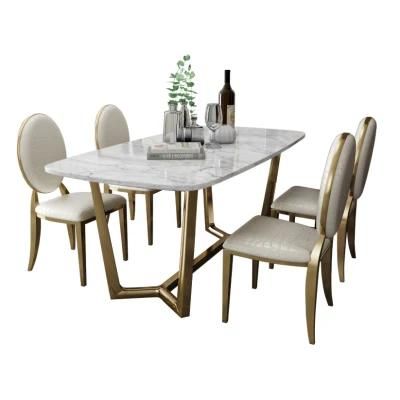 Small Apartment Postmodern Creative Stainless Steel Marble Dining Nordic Household Dining Table