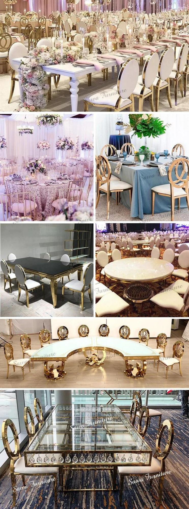 Wholesale Banquet Hotel Furniture Rose Golden Dining Stainless Steel Chair