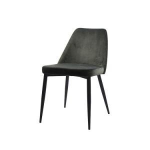 Simple Design Upholstered Black Painted Legs Dining Chair