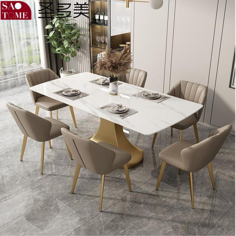 Modern High-Grade Rock Furniture Stainless Steel Titanium Dining Table