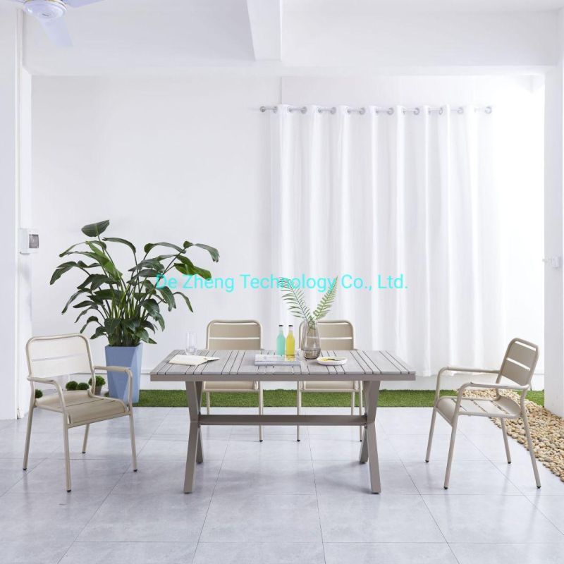 High Quality Simple Design Style Plastic Wood Furniture Dining Table