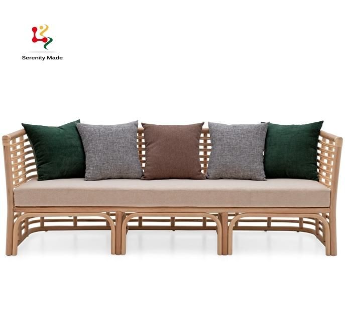 High Quality Modern Home Style Real Rattan with Soft Seating Lounge Sofas