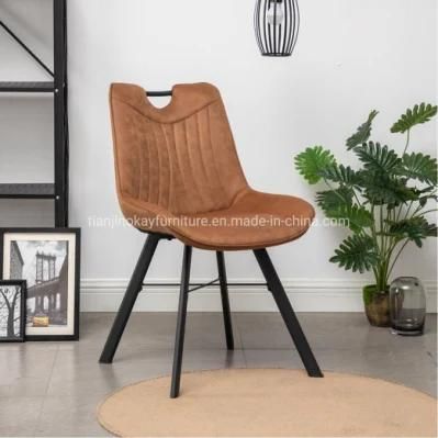 Modern Dining Room Furniture Grey Velvet Upholstery Wooden Legs Arm Chair Dining Chair