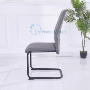Modern Fashion Textured Upholstered Leather Meal Black Lacquer Leg Outdoor Dining Chair
