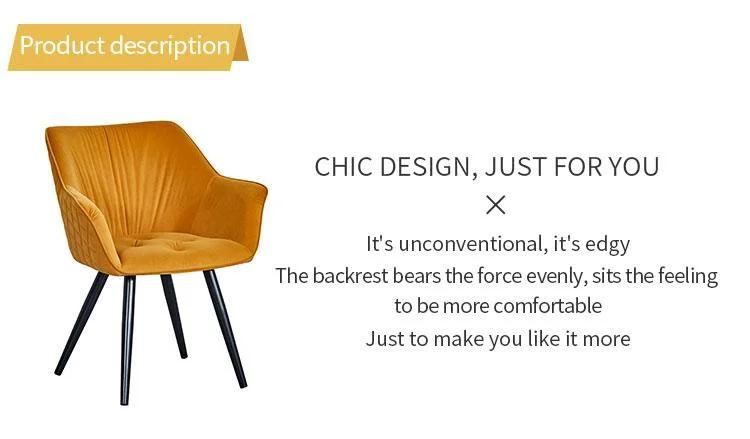Furniture Modern Upholstered Arm Velvet Fabric Dining Chair