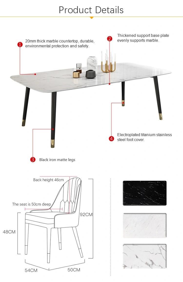 Dining Room Furniture Stone Top Dining Table for 6 People