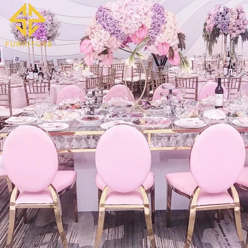 Cheap Wholesale Stainless Steel Small Round Back Wedding Banquet Hotel Party Dining Chair