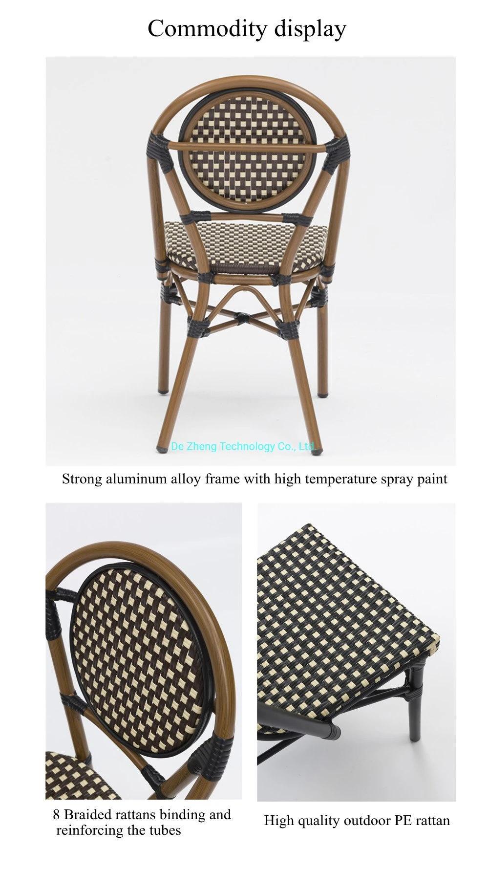 New Wholesale Stackbale Outdoor Bamboo Look Cane Chair All Weather Rattan Wicker Garden Furniture Set Bistro Patio Cafe Chairs