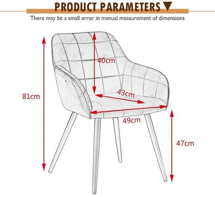 Nordic Style Dining Restaurant Fabric Seat Modern Velvet Dining Room Chairs with Black Powder Coated Metal Leg