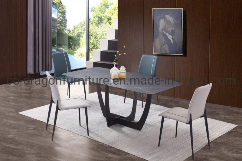 Home Furniture 6 Seats Dining Table with Rock Plate Top
