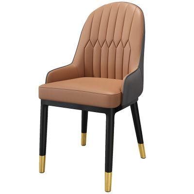 Luxury Dining Room Furniture Modern Restaurant High Back PU Leather Dining Chairs with Gold Metal Legs