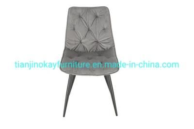 Nordic Luxury Restaurant Home Kitchen Sillas Upholstery Soft Fabric High Back Modern Grey Velvet Dining Chair for Dining Room