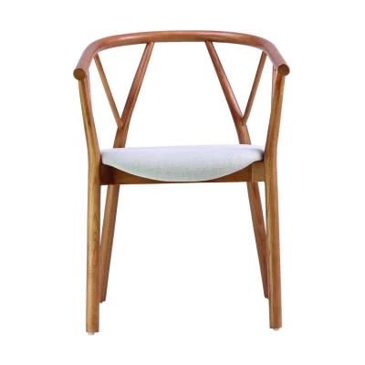 Hospitality Furniture Solid Ash Wood Restaurant Y Chair for Cafe Coffee Shop Leisure Upholstered Seat Dining Chair