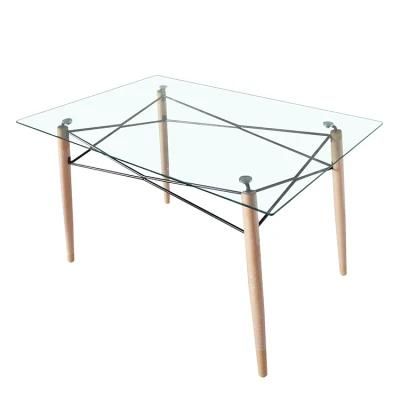 Hot Sale Chinese Wholesale Home Furniture Modern Tempered Transparent Square Glass Dining Table