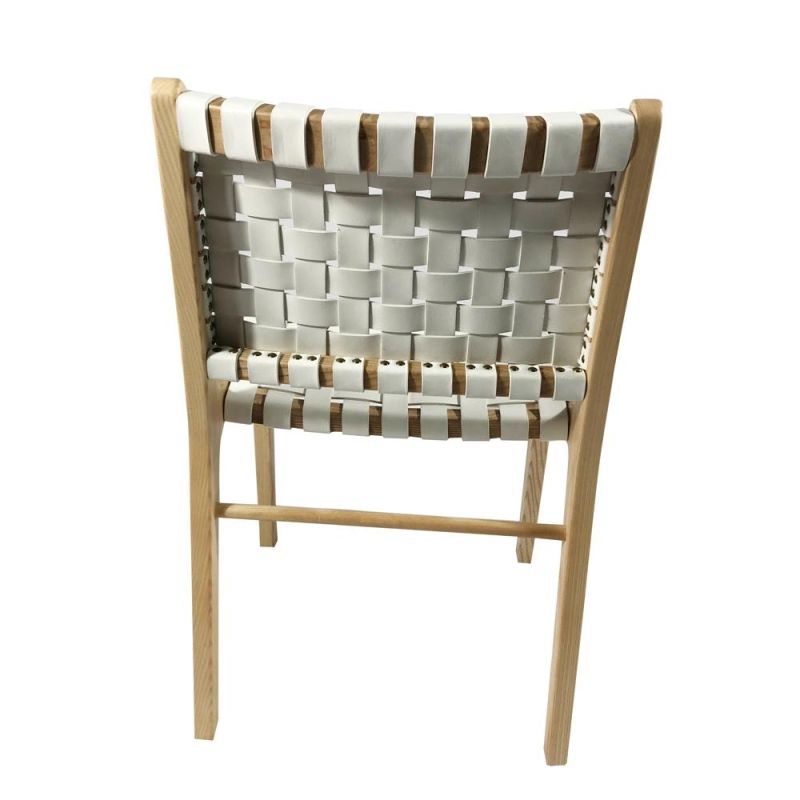 Popular Simple Design White Color Braiding Seat and Back Restaurant Chair