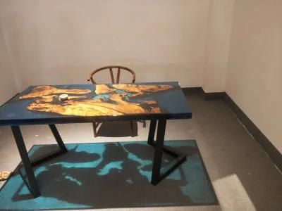 Unique New Design Solid Wood Crystal Clear Epoxy Resin Dining Table River Live Edge Table for Home, Hotel