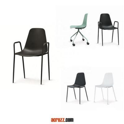 Free Sample PP Armchairs Dining Room Furniture Modern Plastic Chair with Metal Legs