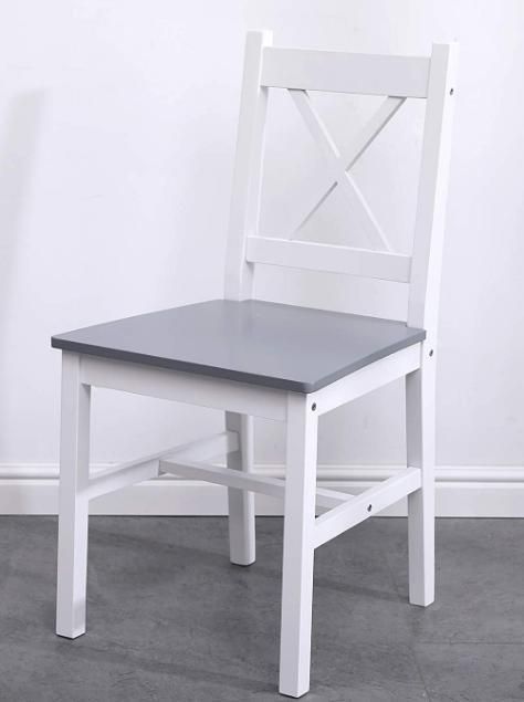 KD Small Package Gray Chair with Solid Wood Paint Spray