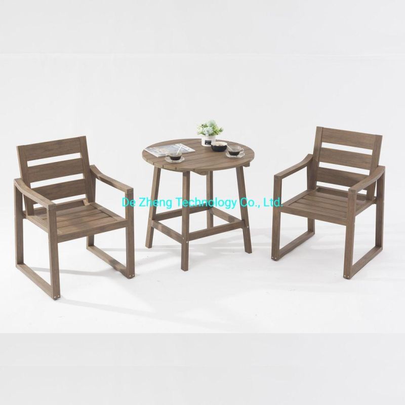 Modern Plastic Wood Garden Cafe Restaurant Outdoor Dining Table Set for Hotel Villas