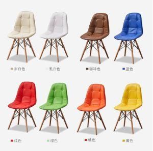 Modern Minimalist Outdoor Furniture PU Upholstered Wooden Leg Outdoor Dining Chair