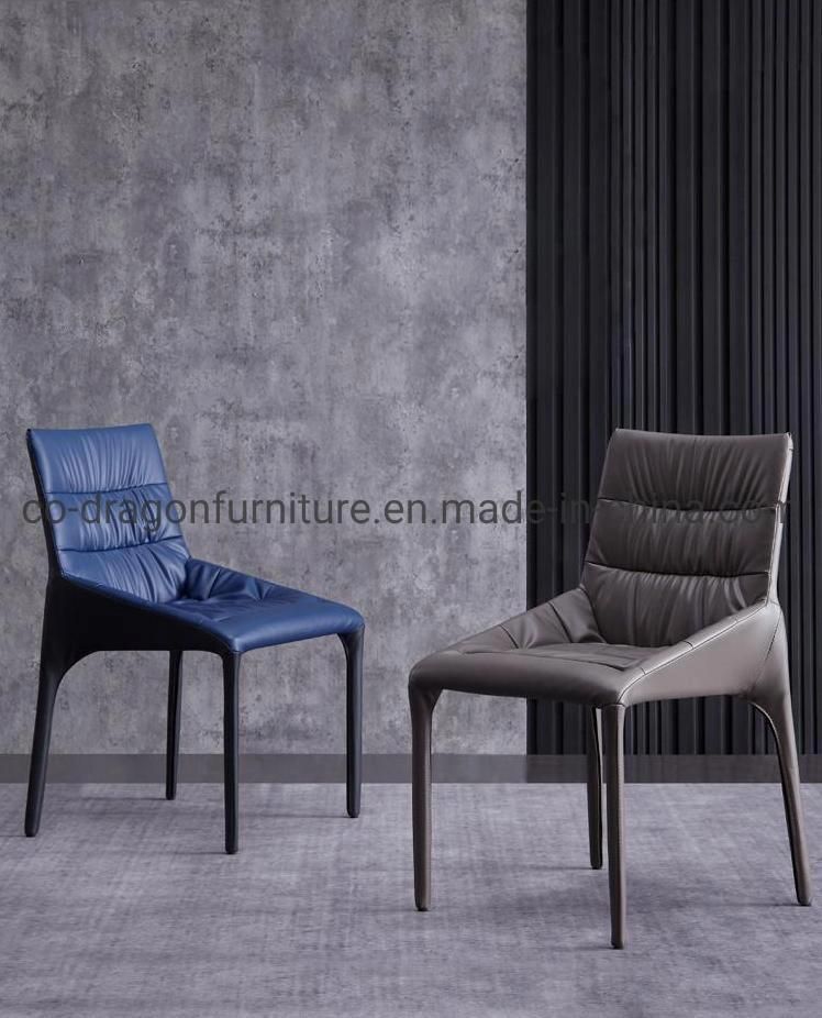 Modern Luxury Home Furniture Metal Legs Dining Chair with Leather