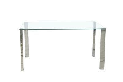 Hot Sale Free Sample Square Tempering Glass Dinner Iron Leg Dining Table for Living Room